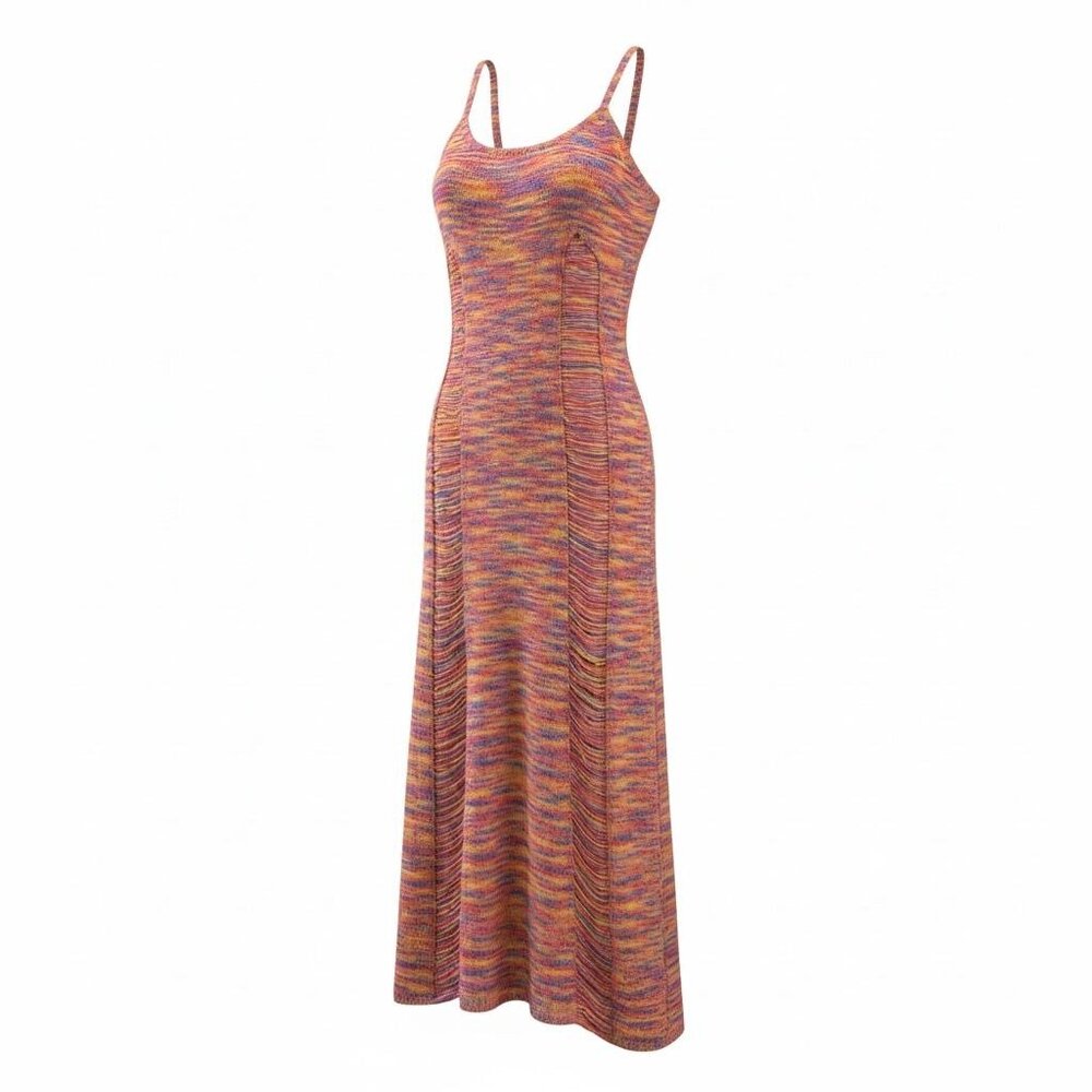 NEW Fashion Nova Womens 3X Multicolor Maxi Dress Spaghetti Straps Ruched Stretch